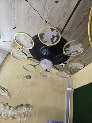 Fan Chandelier With Remote – 3 Color Led, White Body