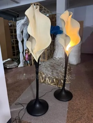 Flower Design Standing Lamp – Black Stand With Off-White