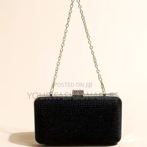 Elegant Black Box Clutch With Studded Clasp