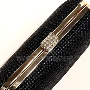 Elegant Black Box Clutch With Studded Clasp