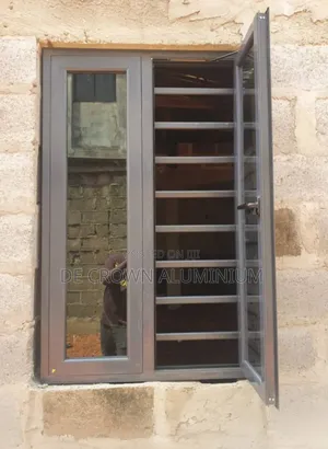 Premium Grey Aluminium Casement Windows With Burglary Proof Net