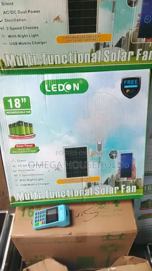 18" Rechargeable Solar Power Fan With Panel