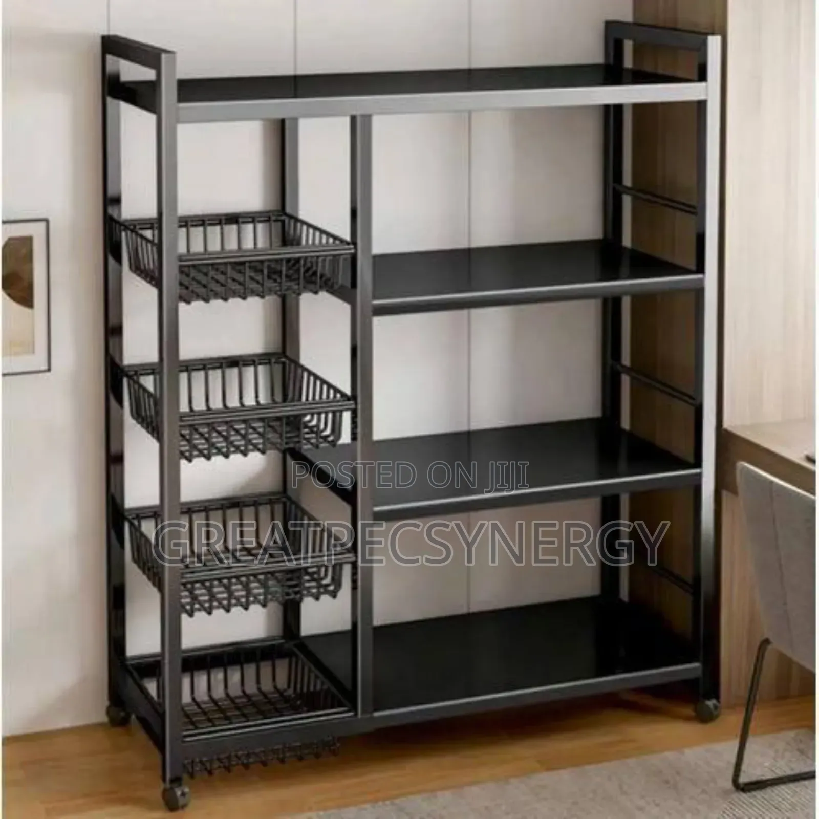 4 Layer Standing Kitchen Rack With 3 Basket
