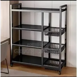 4 Layer Standing Kitchen Rack With 3 Basket