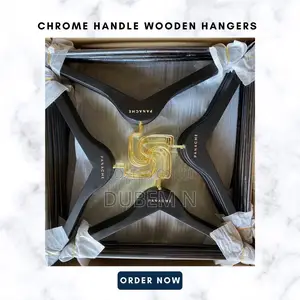 Custom Chrome Handle Wooden Hangers for Stores and Boutiques