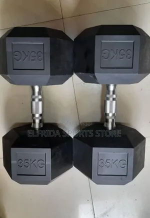 35kg Rubber Hex Dumbbells Pair (70kg Total)Heavy Duty Gym Dumbbell Set