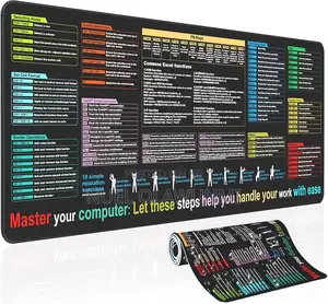 Black Oversized English Shortcut Mouse Pad Non‐Slip Desk Mat