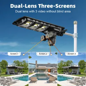 9mp Hd Wireless 4g Solar Street Light With 3 Lens Camera