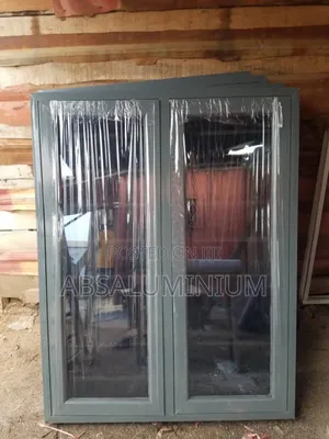 Grey Aluminium Casement Window With Burglary and Net