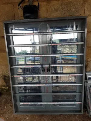 Grey Aluminium Casement Window With Burglary and Net