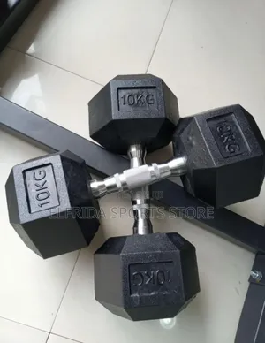 10kg Dumbbells Pair(20kg Total)Rubber Hex Gym Weights for Home Workout