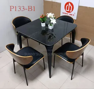 4 Seaters Dinning Set With Beautiful Black Table