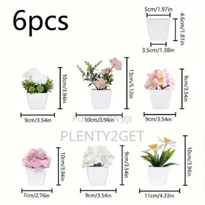 6-Pack Everbloom Artificial Potted Plants, Plastic Faux Succulent Bons