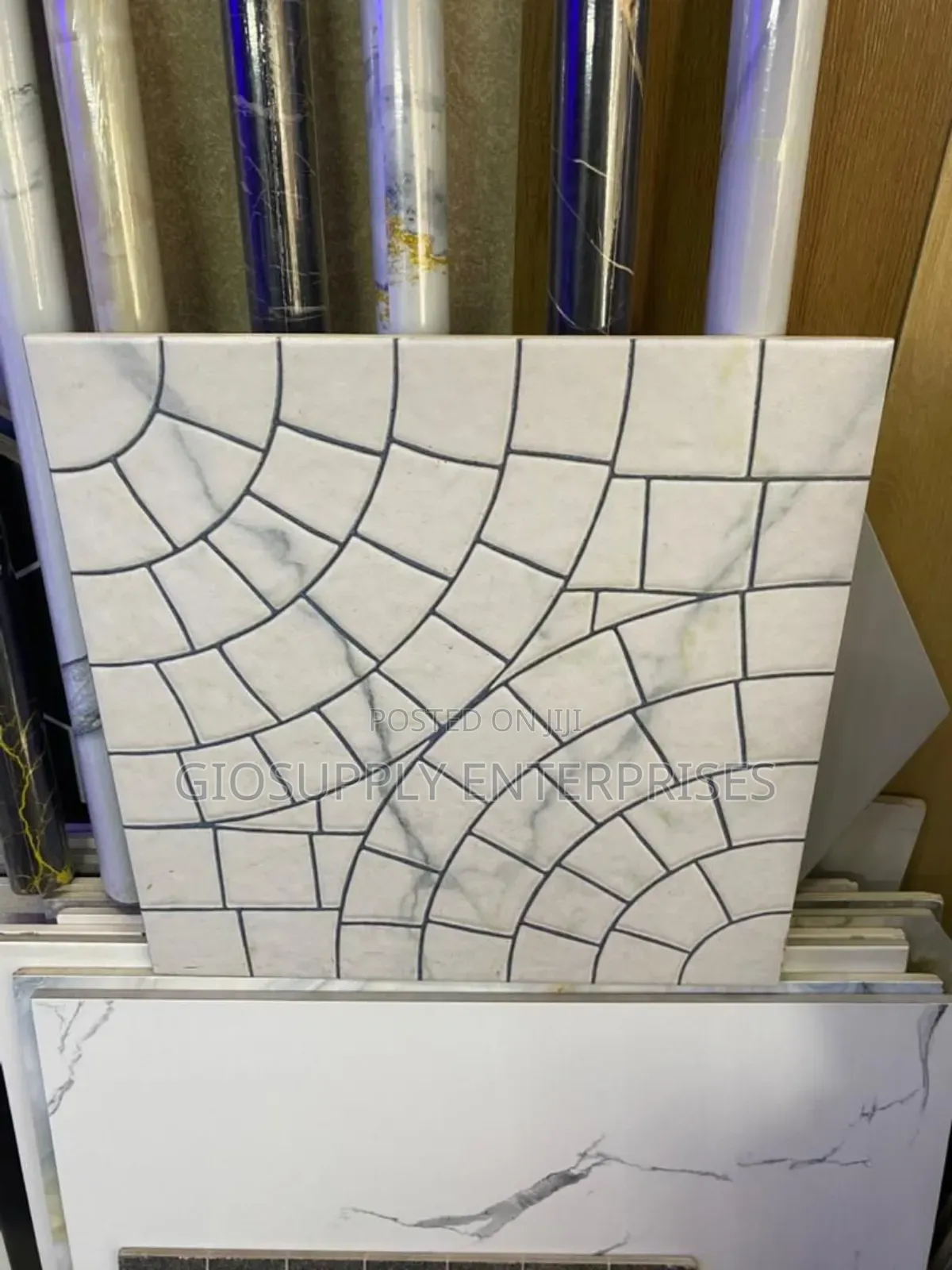 Marble Mosaic Tile With a Fan or Arc Pattern