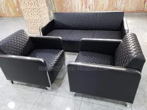 Diamond-Quilted Executive Leather Sofa Set (3+1+1)