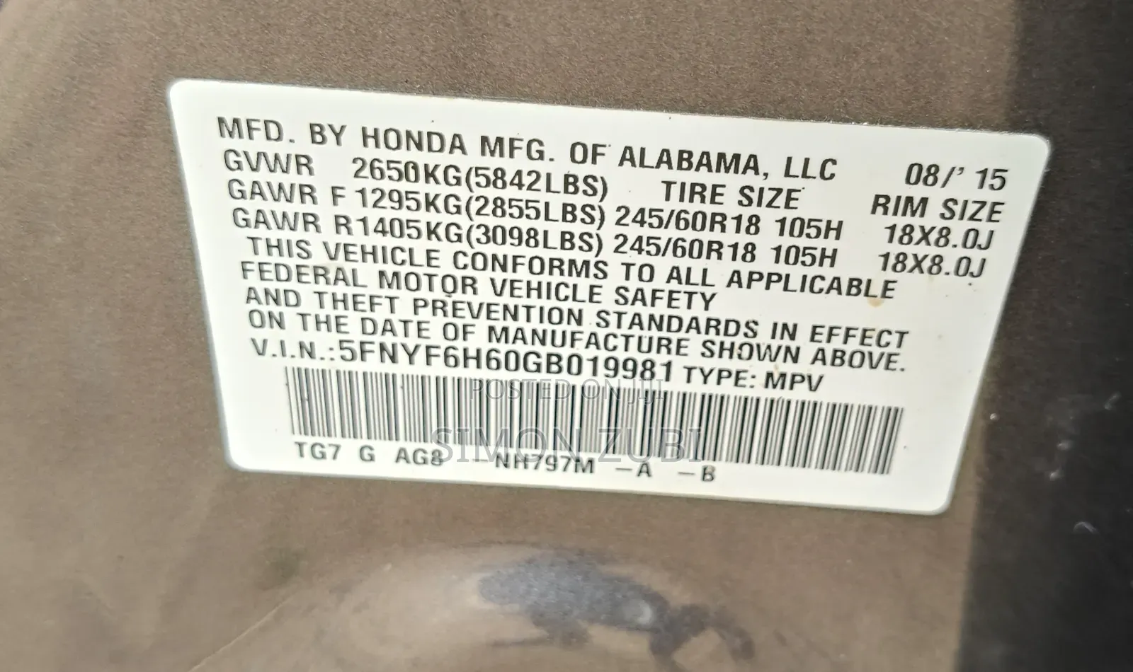 Honda Pilot 2016 Gray