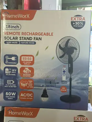 18-Inch Homeworx Remote Rechargeable Solar Stand Fan Affordable