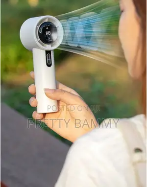 Handheld High Speed Powerful Rechargeable Fan White