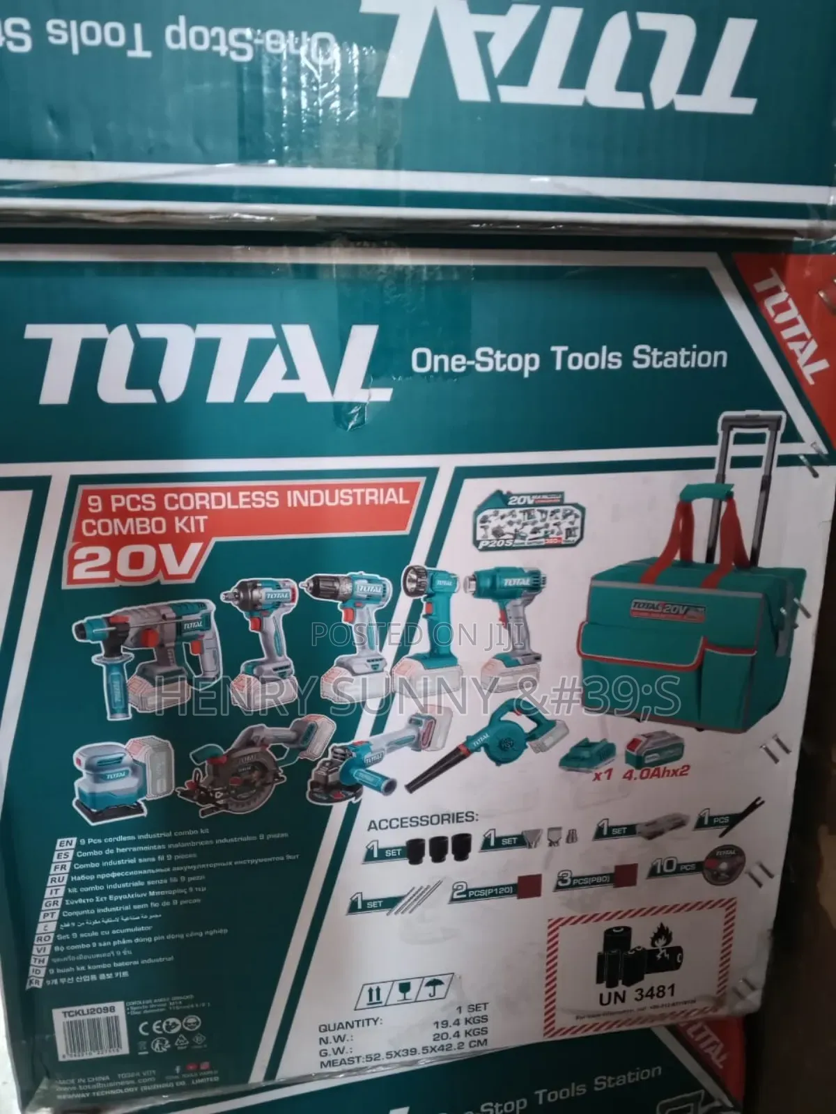 9 PCS Cordless Industrial Combo Kit 20v