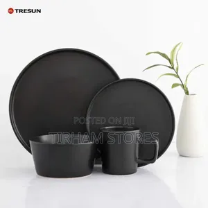 16pc Black Stoneware Dinner Set