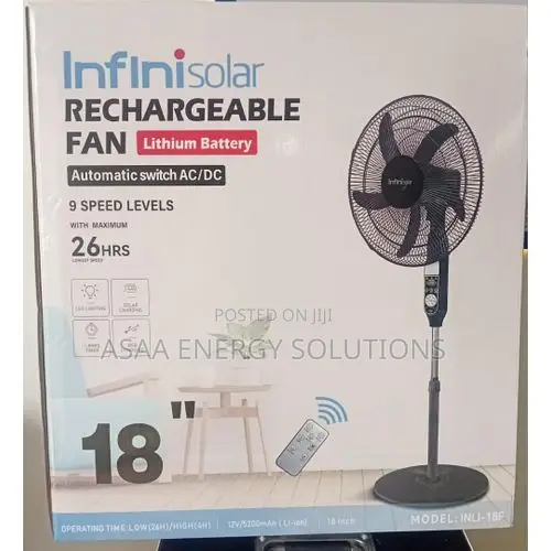 Infinisolar Rechargeable Fan + 20w Panel With Lithium Battery