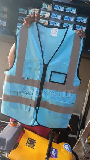 Blue Reflective Jacket Vest (With Zip And Pockets)