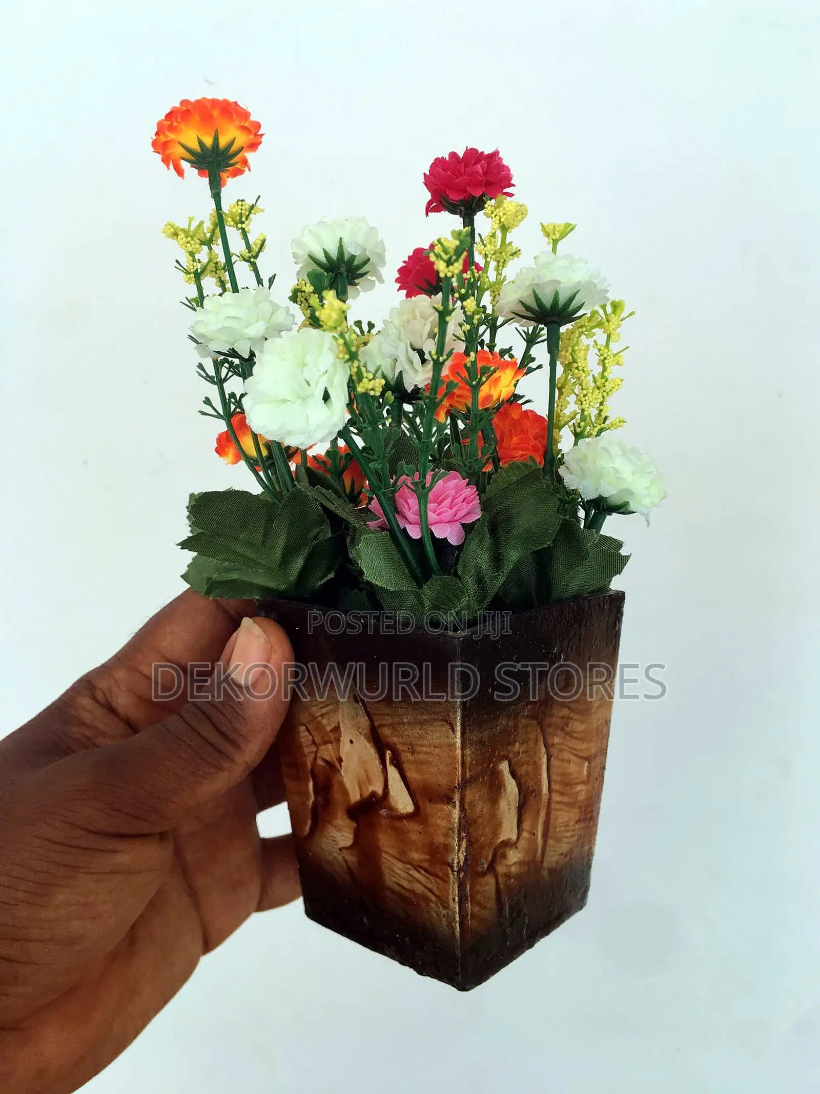 Tiny Wooden Vases With Carnation Flowers
