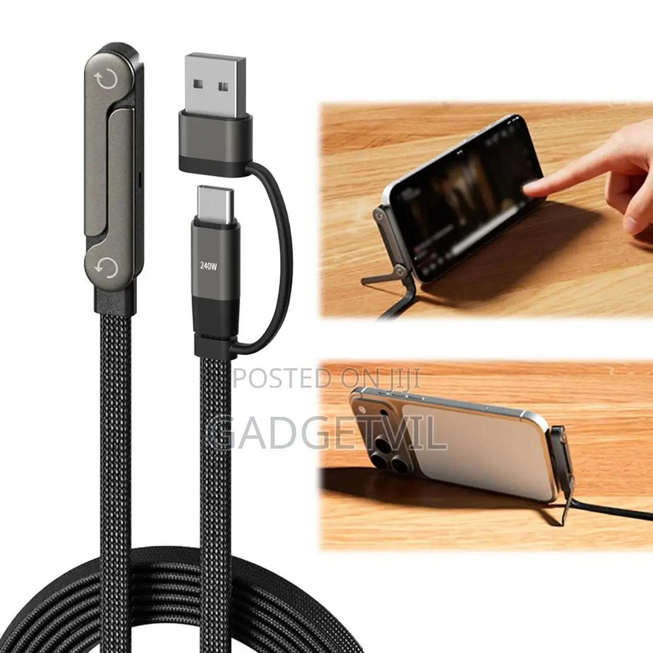 240w Foldable Kickstand Braided Type C Cable