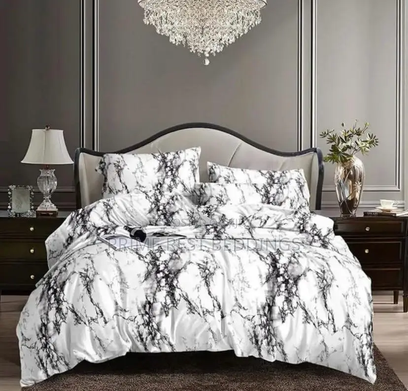 Luxury White Marble Duvets, Bedsheets Pillowcases (6x6)