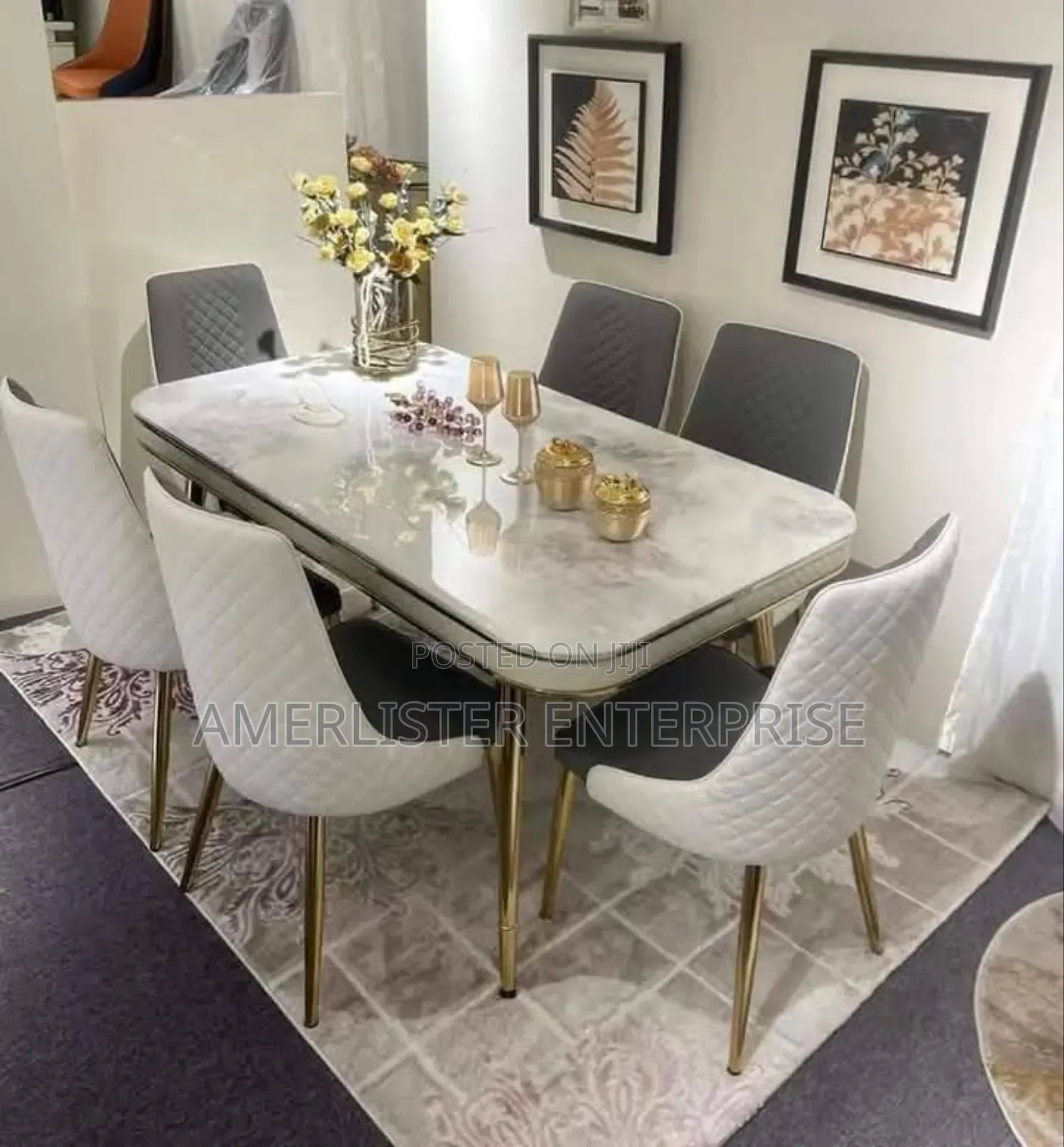 High Quality Double Layer Marble Dining Set