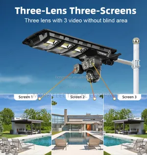 PTZ Motion Detection Wireless Security 3 Lens Camera With 2000w Solar