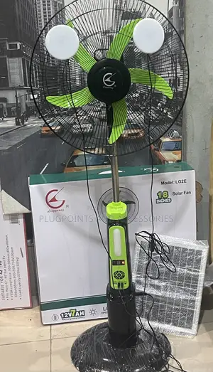 18” Powerful Rechargeable Fan Solar/Bulbs