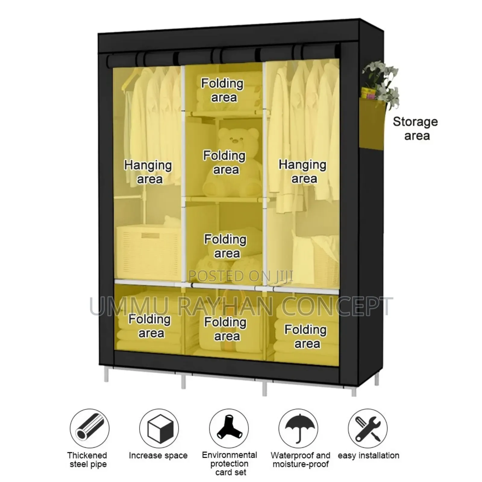 Heavy Duty Fabric Canvas Wardrobe