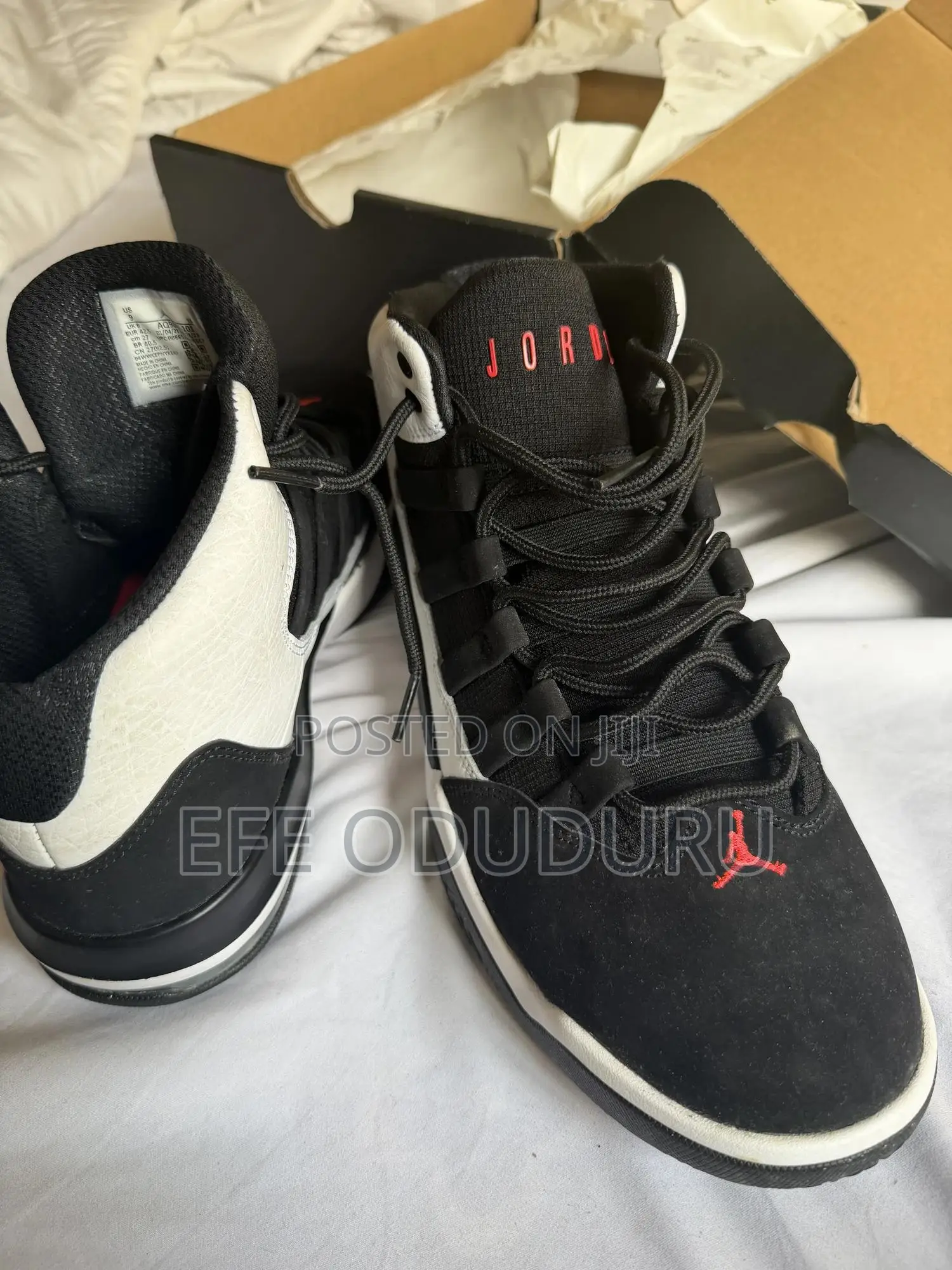 Original Air Jordan Sneaker. Black/White/Red With Box