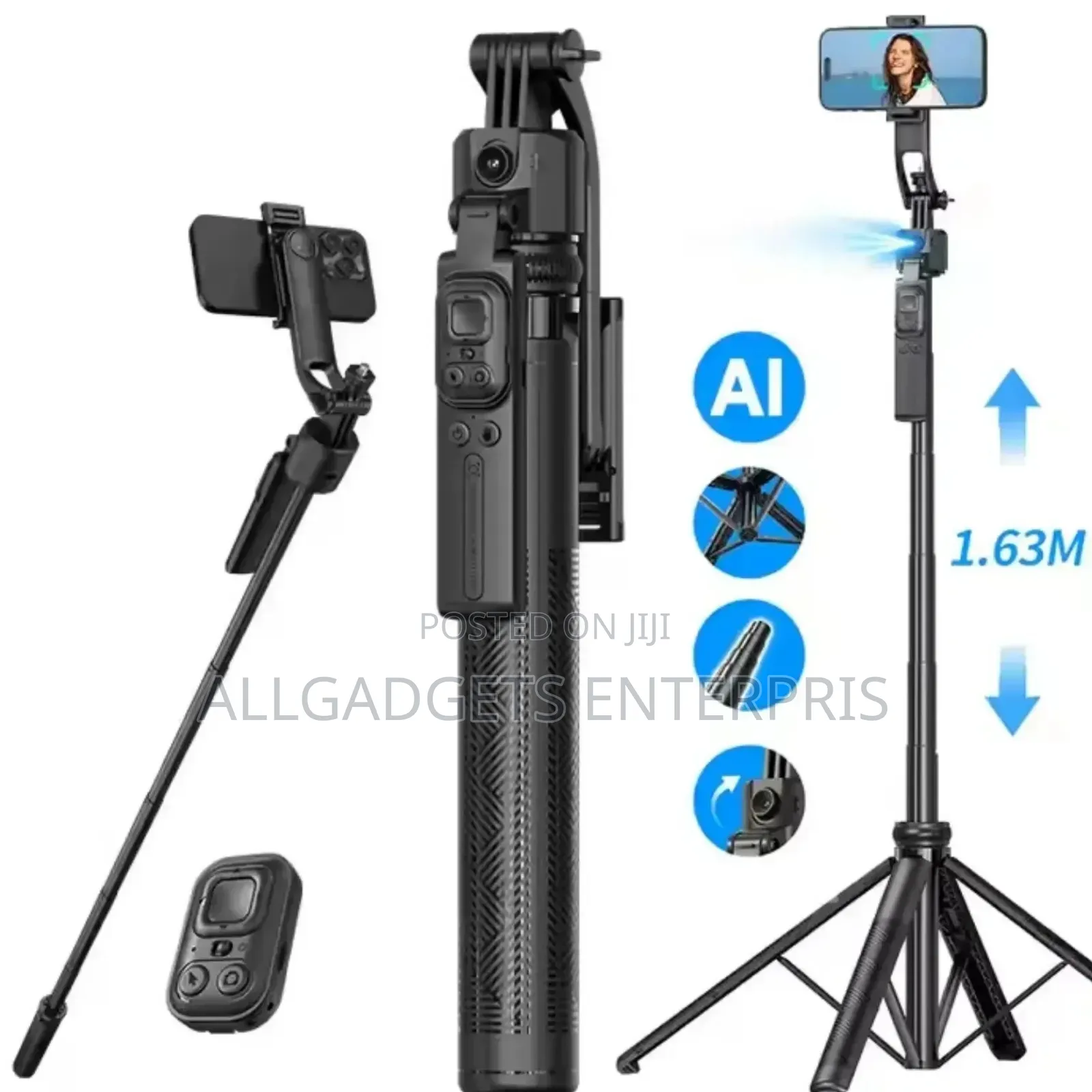 Auto Face Tracking Quadrapod Ai Gimbal Monopod Selfie Stick