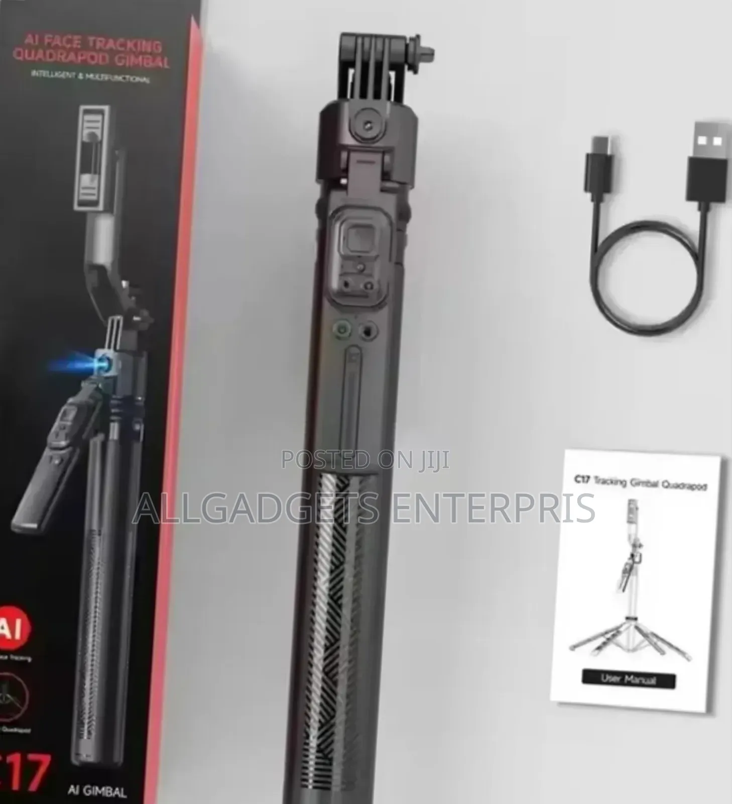 Auto Face Tracking Quadrapod Ai Gimbal Monopod Selfie Stick