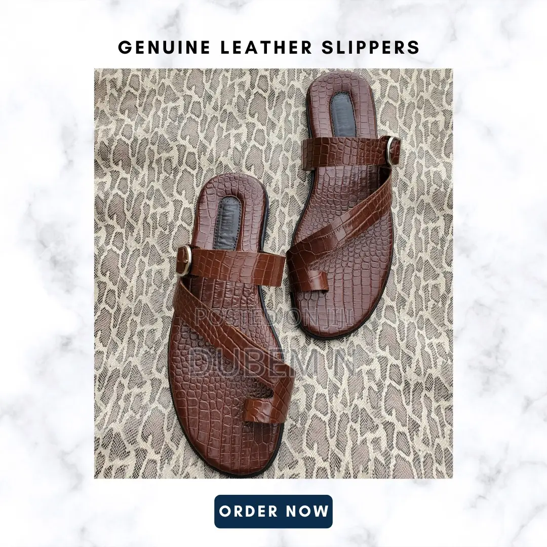 Genuine Embossed Croc Leather Slippers