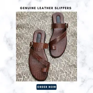 Genuine Embossed Croc Leather Slippers
