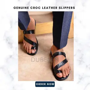 Genuine Embossed Croc Leather Slippers