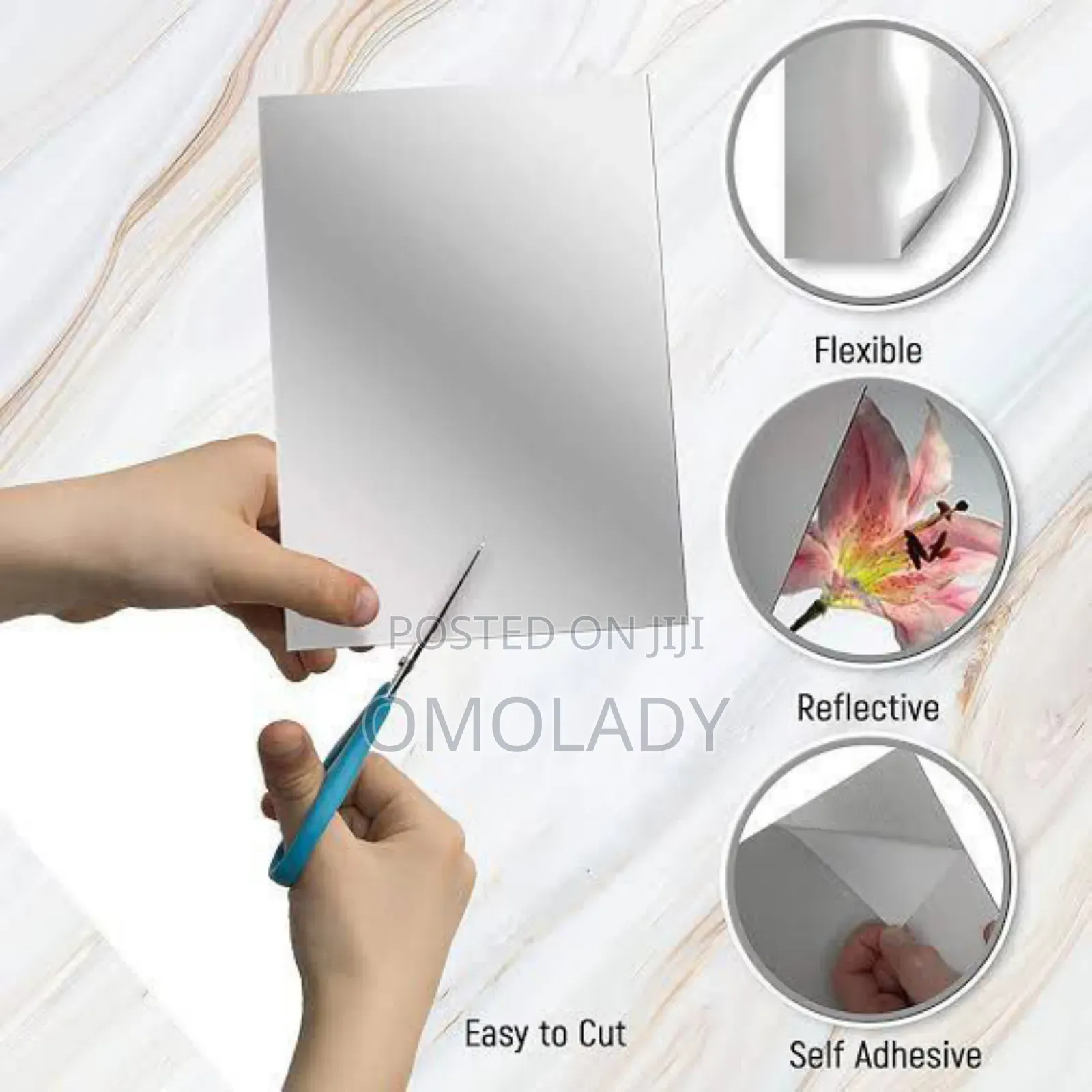 20 X 30cm Rectangular Adhesive Mirror Sticker