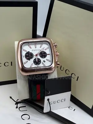 Gucci Chronographic Genuine Leather Wristwatch
