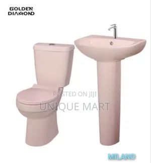 Pink Color Complete Set of Water Closet.