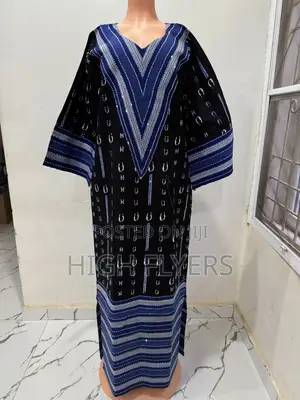 Lara Authe Fashion Blue Adire Aso Oke Mix