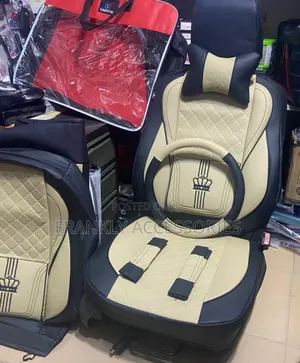 Crown Black And Milk Colour Leather Seat Cover
