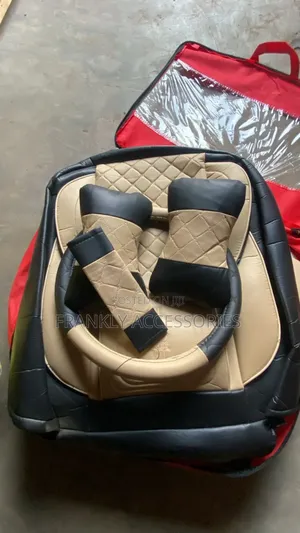 Crown Black And Milk Colour Leather Seat Cover