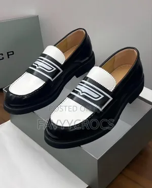 Top Quality Black and White Patent Leather Loafers for Men