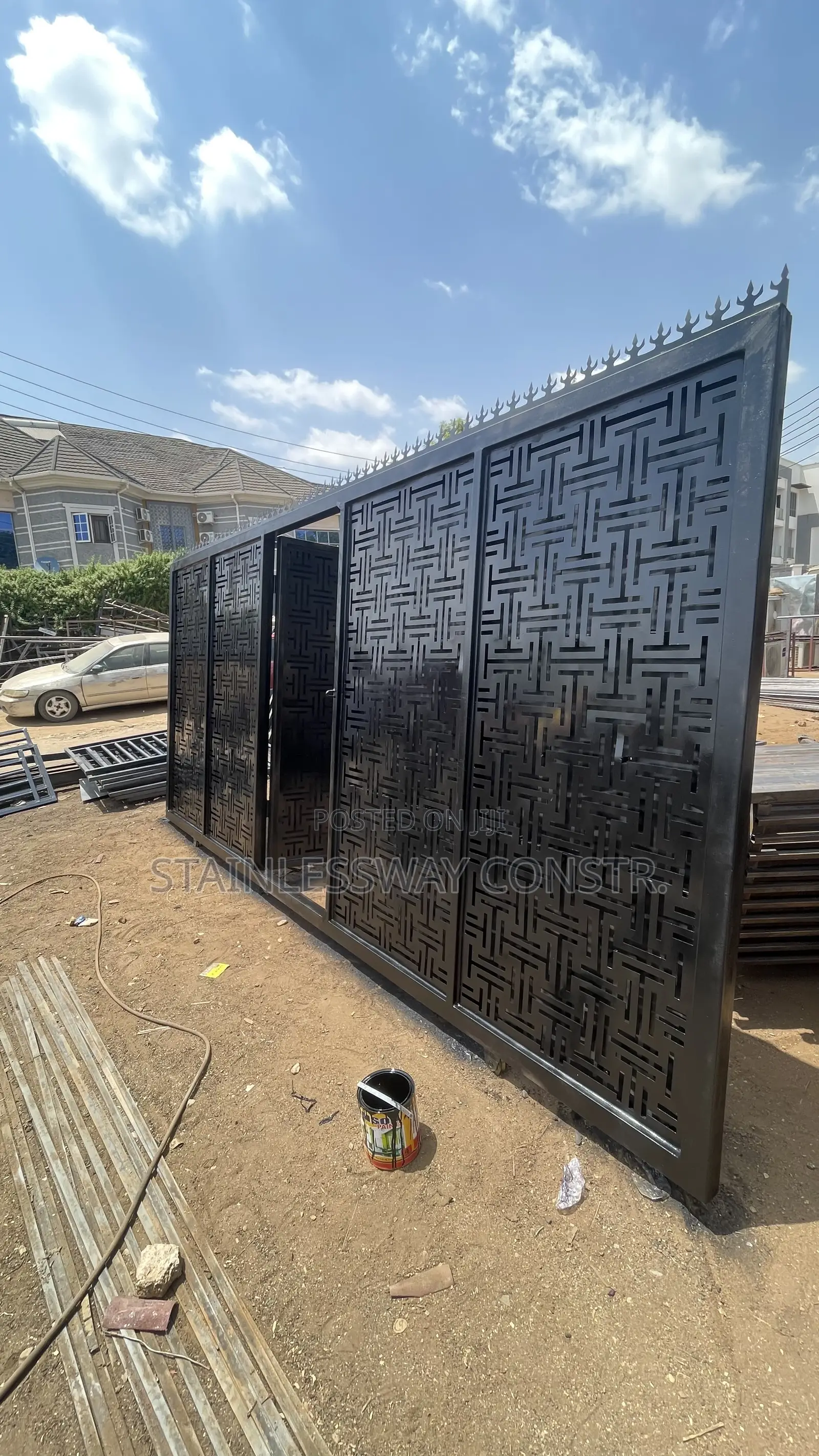 Black Lasercut Sliding/Rolling Gate