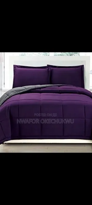 New Deep Purple Color Plain Set of Bedsheets,Duvet and Pillow Cases