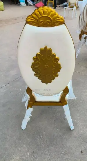 Vip White Oval Chairs With Gold Design