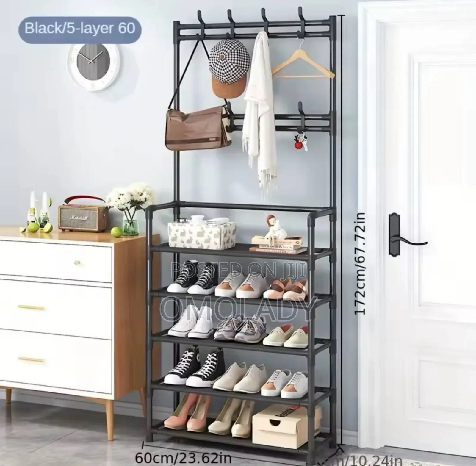 4 Layers Coat Rack With Shoe Storage Shelf